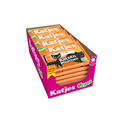 Katjes Fruchtgummi Katzen Pfötchen 210 g, vegan, orange Schachtel mit Sichtfenster
