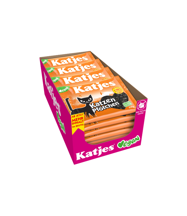Katjes Fruchtgummi Katzen Pfötchen 210 g, vegan, orange Schachtel mit Sichtfenster