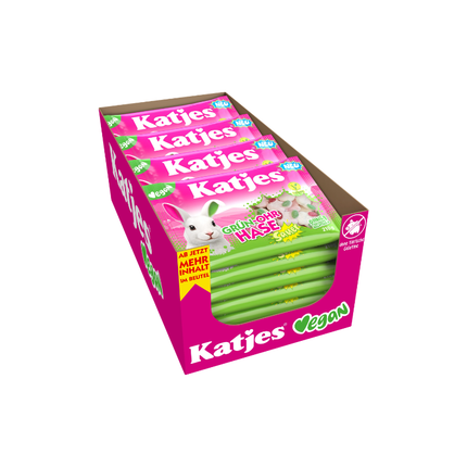 Katjes Vegan Fruchtgummi-Box mit mehreren Beuteln „Grün-Ohr Hase“