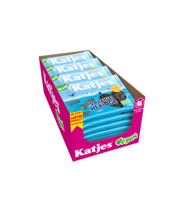 Fruchtgummi-Karton mit salzigen Heringsgummis, 210 g Beutel