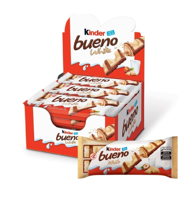 Karton mit Schokoladenriegeln Kinder bueno White und 2er-Pack Riegel