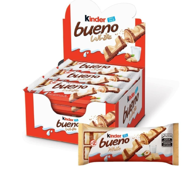 Kinder bueno White Packung: Waffelriegel mit Schokolade, 2 Stück in roter Schachtel