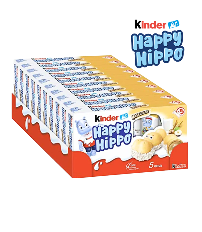 Schokoriegel-Karton mit Kinder Happy Hippo und Haselnussfüllung, Seitenansicht