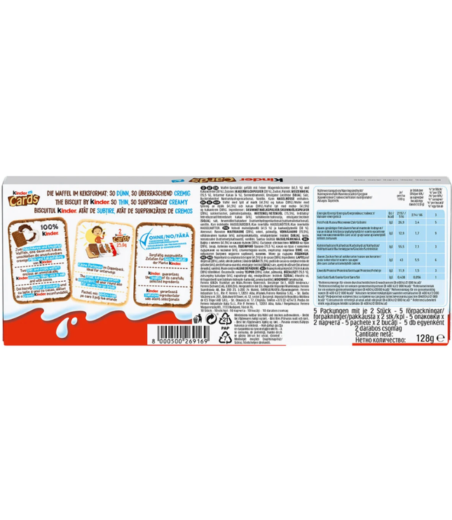 Rückseite der Kinder Cards Packung mit Inhalts- und Nährwertangaben