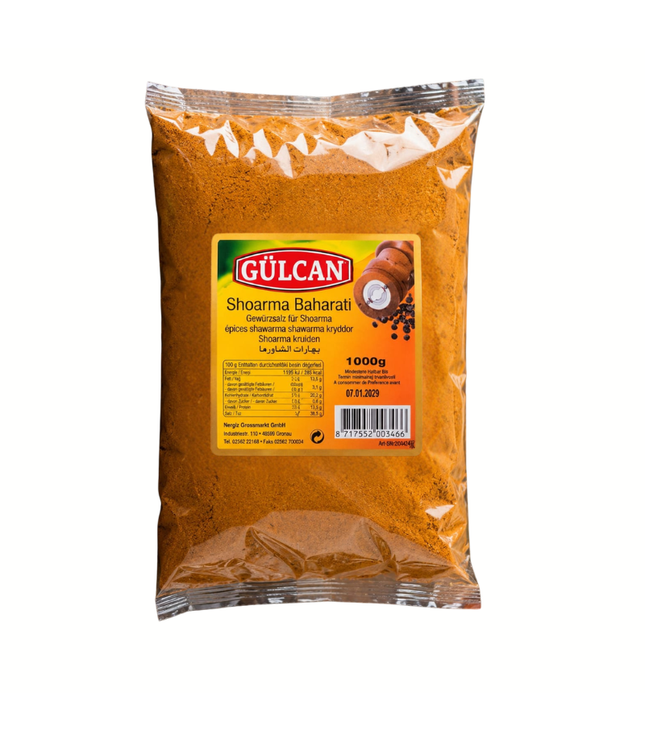 Gewürzmischung „Shoarma Baharati“ in 1000 g Packung, braunes Pulver