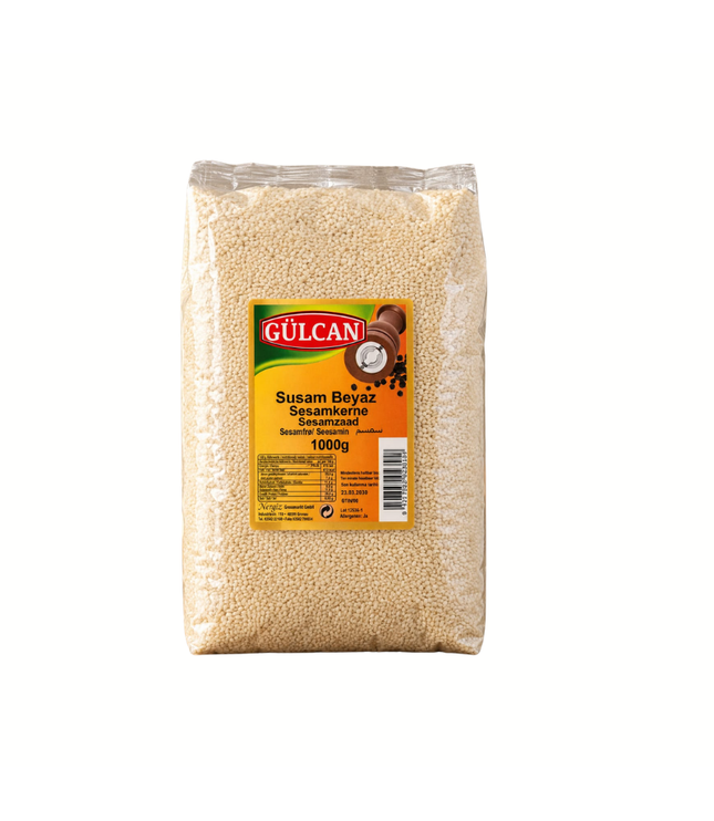 Sesamkerne „Sesan Beyaz“ in 1000 g Packung, helles Saatgut im Beutel