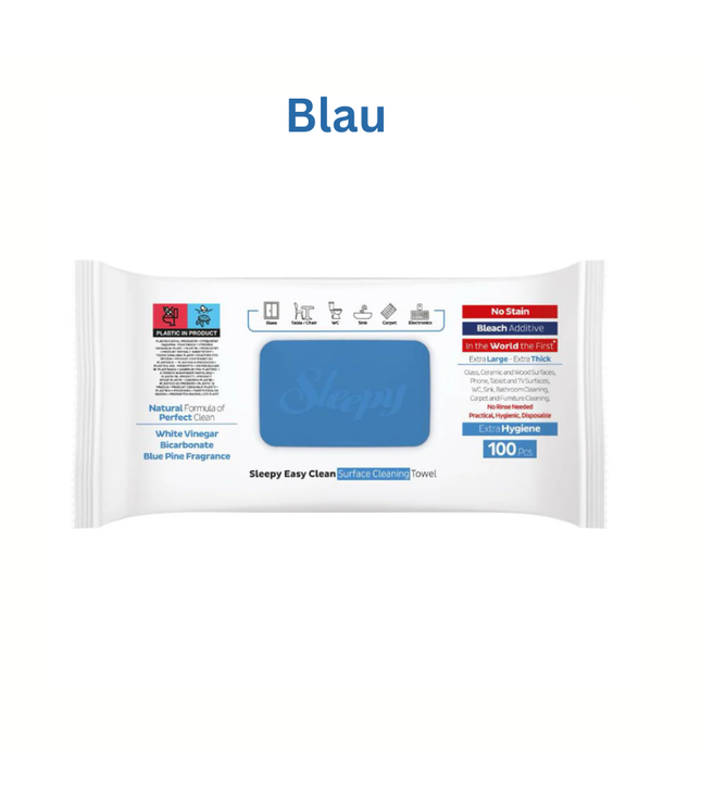 Packung Oberflächenreinigungstücher, blau, 100 Tücher
