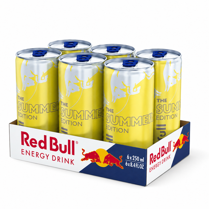 Red Bull Energy-Drink 6er Pack, 250 ml Dosen, Summer Edition, gelb