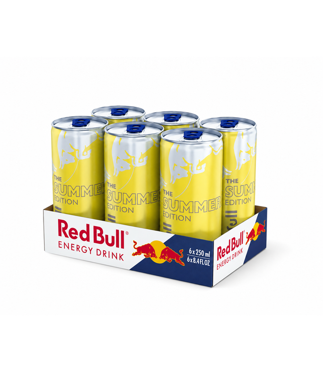 Red Bull Energy-Drink 6er Pack, 250 ml Dosen, Summer Edition, gelb