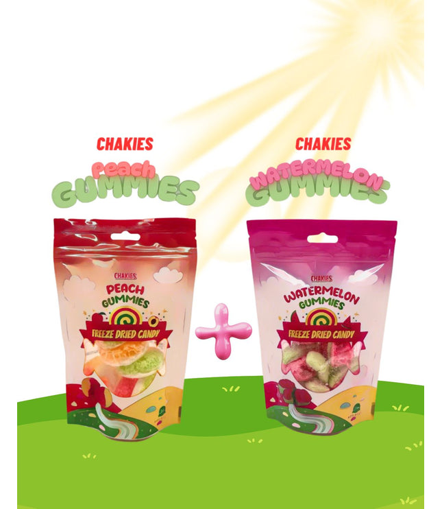 CHAKIES Dry Freeze Candies Bundle 50g – Watermelon & Peach Geschmack 50g – Knackiger Fruchtgenuss im Doppelpack