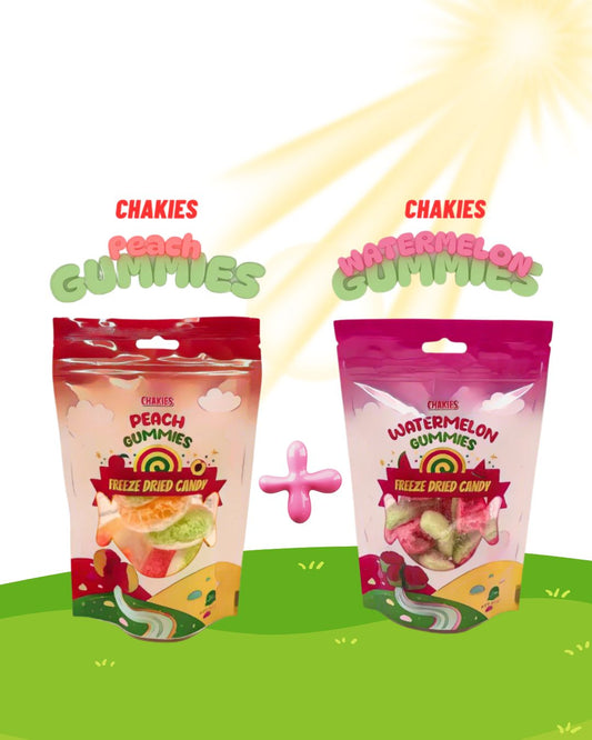 CHAKIES Dry Freeze Candies Bundle 50g – Watermelon & Peach Geschmack 50g – Knackiger Fruchtgenuss im Doppelpack