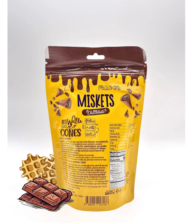 Miskets 10x70g  – Kleine Waffelträume mit großem Herz “ Schokolade. Waffel. Liebe.“