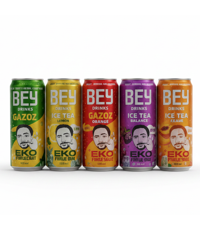 Bey Gazoz Getränkedosen-Set mit 5 Dosen, verschiedene Sorten (GAZOZ/ICE TEA)