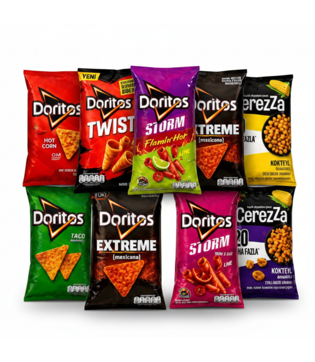 9er-Pack Snack-Mix mit Doritos- und Çerezza-Chips in verschiedenen Sorten