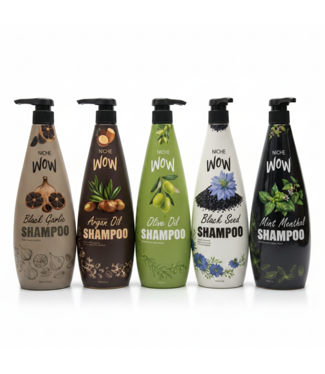 Shampoo-Flaschen-Set mit 5 Sorten, je 1.000 ml, mit Pumpspendern