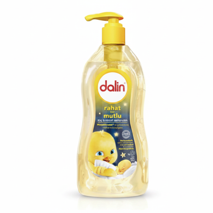 Babypflege-Shampoo von Dalin, gelbe Spenderflasche mit Entenmotiv