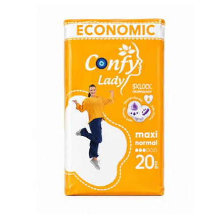 Damenbinden-Packung, Confy Lady maxi normal, 20 Stück, orangefarben, Economic