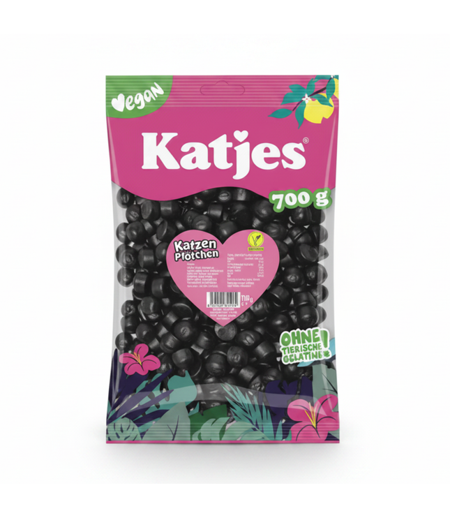 Katjes Katzenpfötchen Fruchtgummi, schwarze Gummies im Beutel