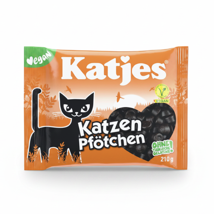 Katjes Katzen Pfötchen Fruchtgummi, vegane Tüte mit Katzenmotiv, 210 g