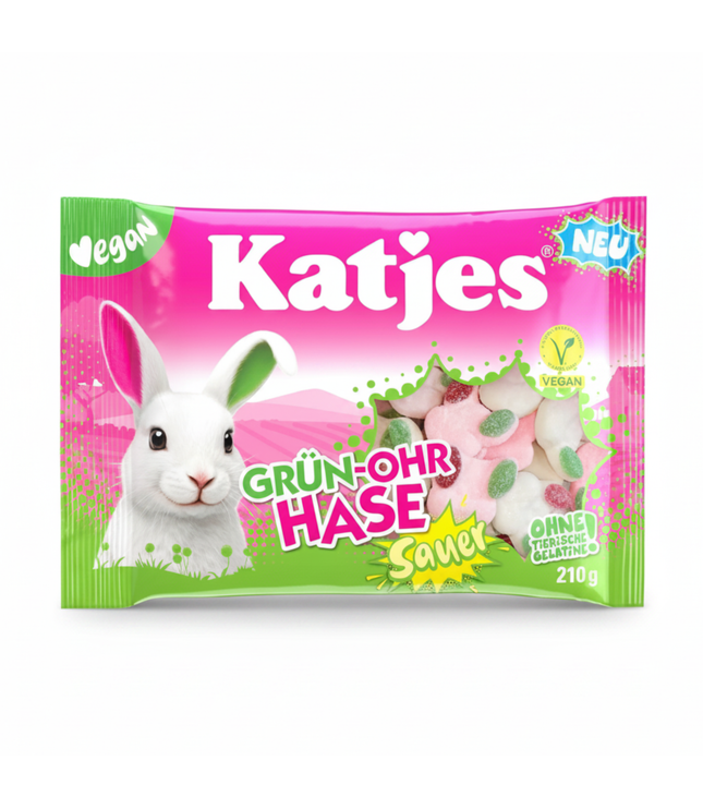 Katjes Fruchtgummi-Tüte „Grün-Ohr Hase“ Sauer, 210 g