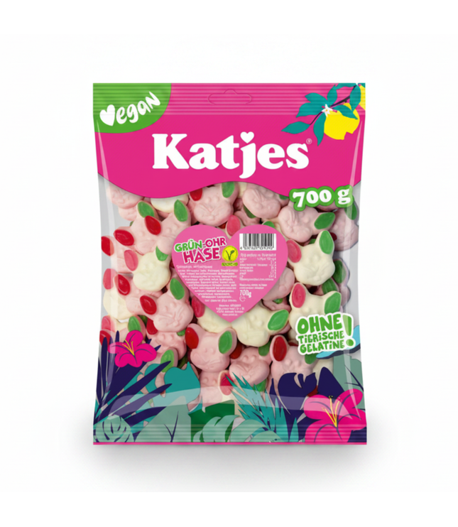 Katjes Fruchtgummi-Tüte mit grünen Ohren, 700 g, Hasenform