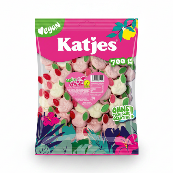 Katjes Fruchtgummi-Tüte mit grünen Ohren, 700 g, Hasenform