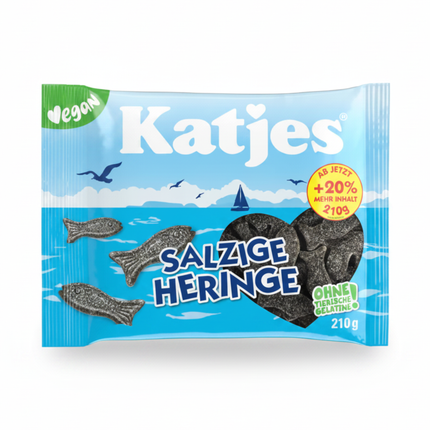 Katjes Salzige Heringe Fruchtgummi in 210 g Tüte, vegane Gelatinefrei