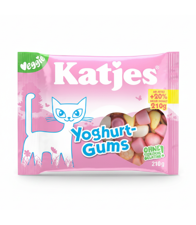 Katjes Fruchtgummi Yoghurt-Gums in pinkfarbener Tüte, 210 g
