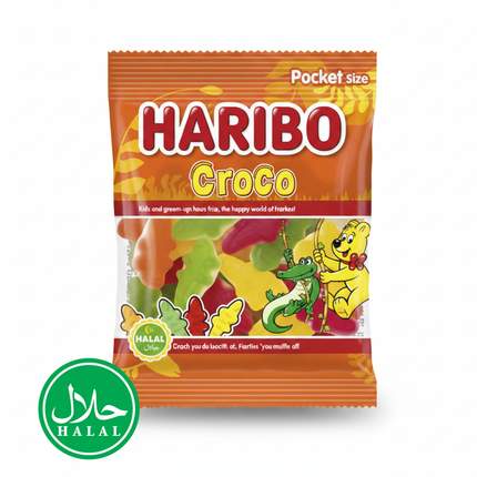 Haribo Croco Halal Fruchtgummis in Beutel, 100 g