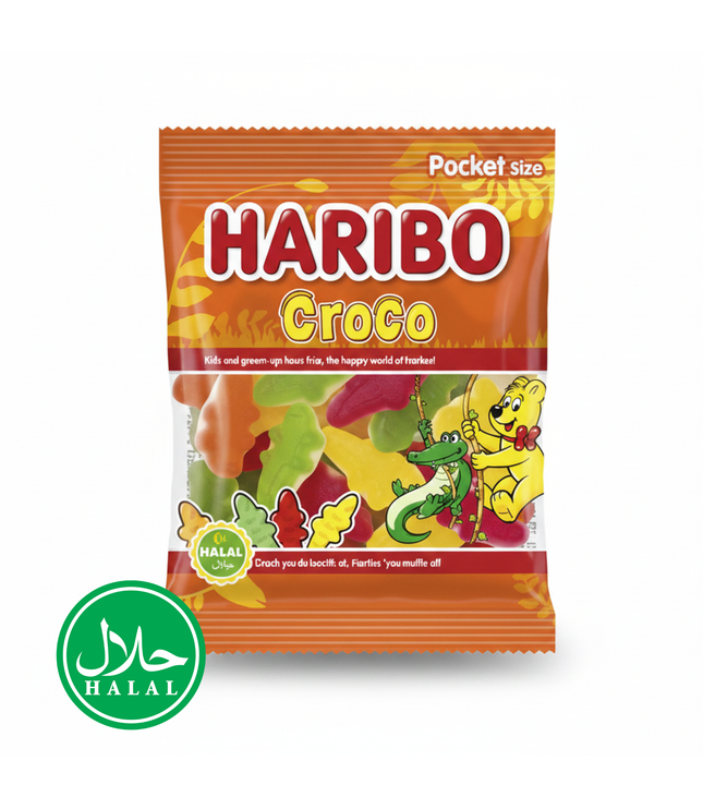 Haribo Croco Halal Fruchtgummis in Beutel, 100 g
