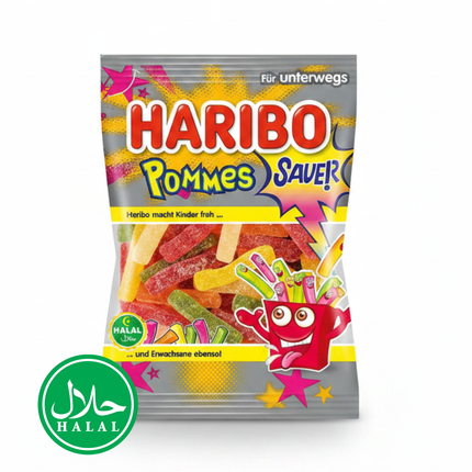 Haribo Halal Pommes Sauer Fruchtgummi, 100 g Beutel