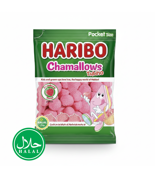 Haribo Chamalows Tubbino Marshmallows im Beutel, rosa und mit Halal-Siegel