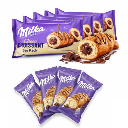 Milka Croissant mit Schokoladenfüllung, 5er Pack in violetten Beuteln