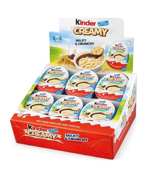 Kinder Creamy Milky & Crunchy Snack-Set, Packung mit 24 Bechern