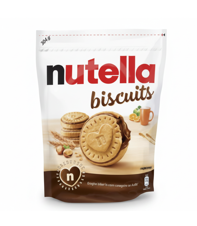 Nutella Biscuits Beutel mit gebackenen Plätzchen und Schokocreme-Motiv