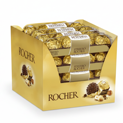 Ferrero Rocher Pralinenschachtel mit goldenen Papierförmchen