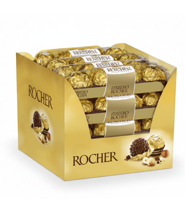 Ferrero Rocher Pralinenschachtel mit goldenen Papierförmchen