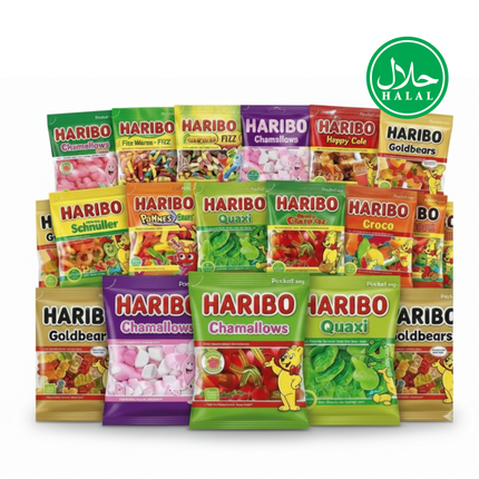 Haribo Süßigkeiten-Mix mit verschiedenen Sorten in mehreren Beuteln