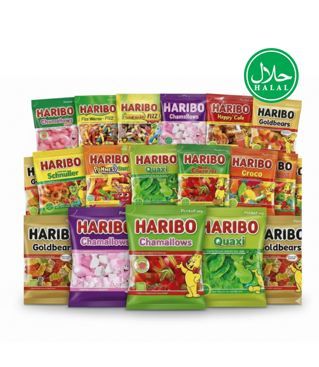Haribo Süßigkeiten-Mix mit verschiedenen Sorten in mehreren Beuteln