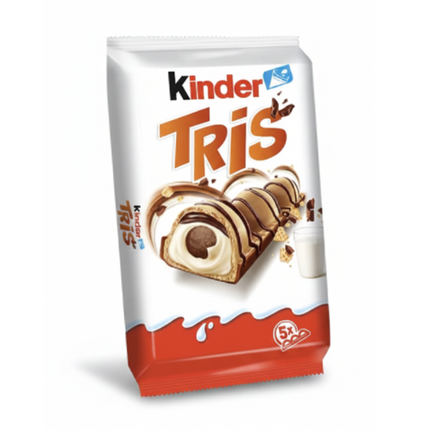 Kinder TRiS Schokoladen-Snack, 5 Riegel in weiß-rot verpackt