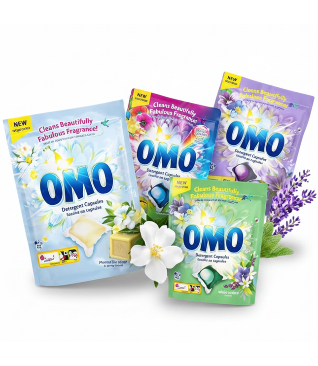OMO Wäschekapseln 42 Kapseln: Packungen mit Blumen-Design, verschiedene Sorten