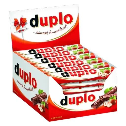 duplo Einzelriegel 40x18,2g – knuspriger Schokoriegel mit feiner Nugatcreme, knuspriger Waffel und zarter Vollmilchschokolade