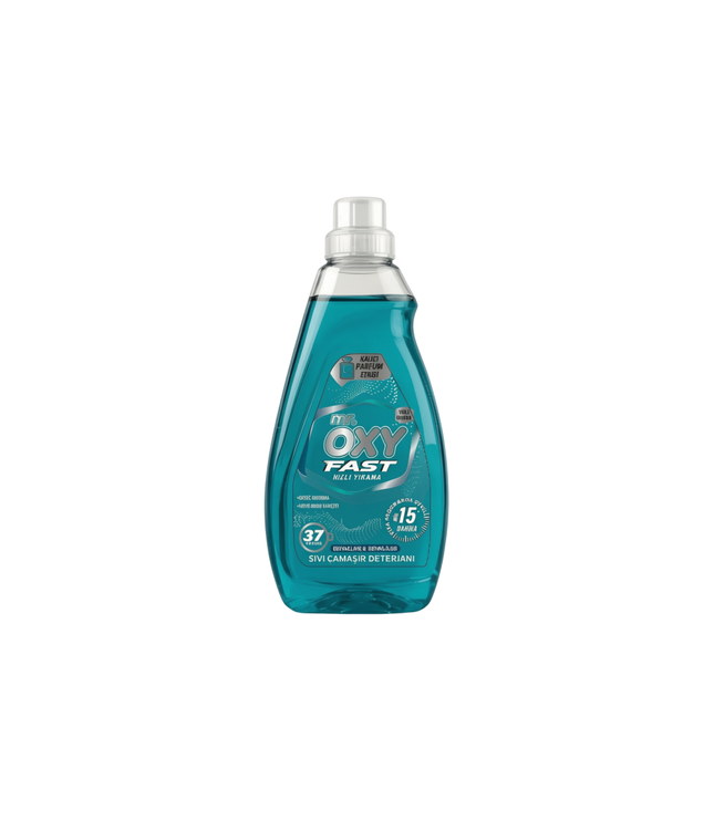 Mr. Oxy Fast Flüssigwaschmittel-Flasche, blau-teal, 1480 ml
