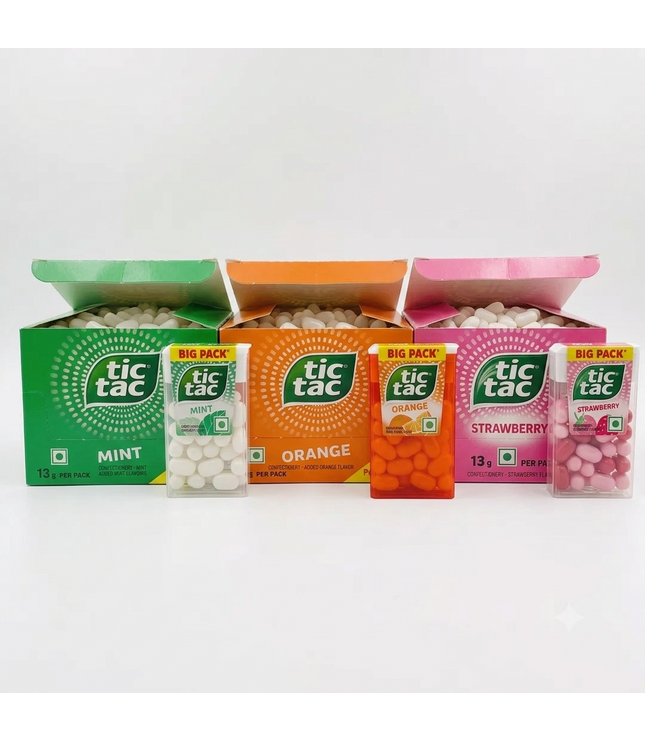 Tic tac Big Pack Sortiment mit Minze, Orange und Erdbeere in mehreren kleinen Boxen