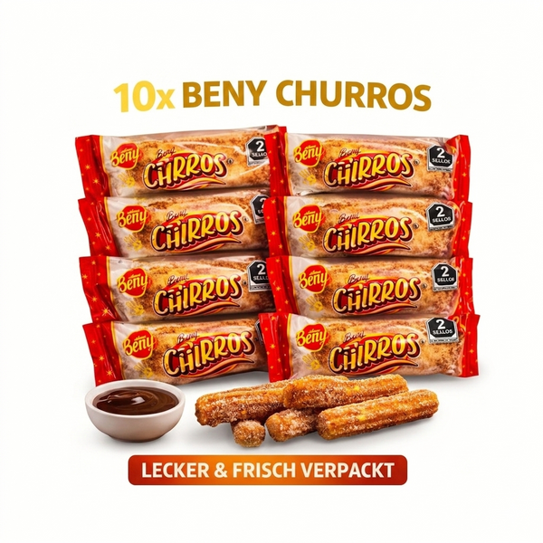 Beny Churros 10x Pack – Crispy Cinnamon Snack | Süß & Knusprig