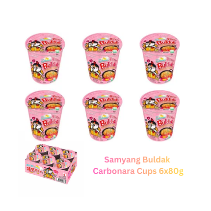 Samyang Buldak Carbonara Cups multipack, 6x80g, pink instant noodle cups