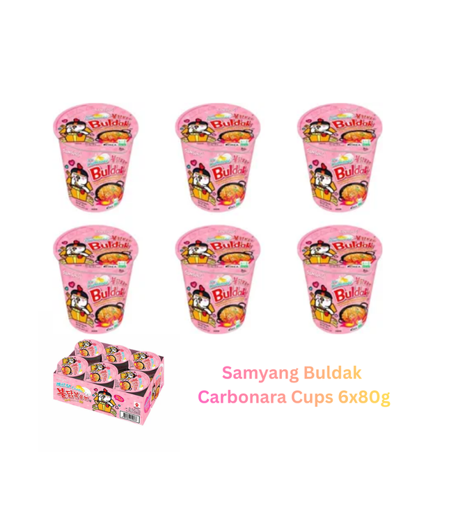 Samyang Buldak Carbonara Cups multipack, 6x80g, pink instant noodle cups