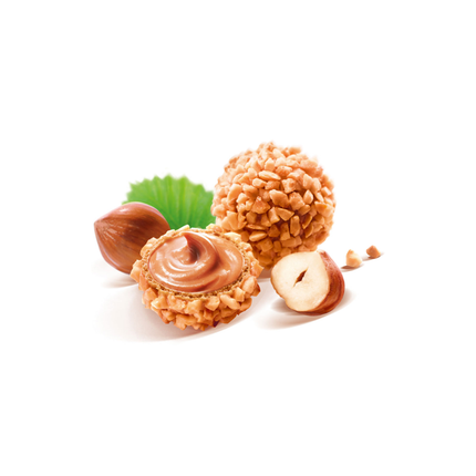 Giotto Pralinen mit Haselnussstückchen und cremiger Karamellfüllung