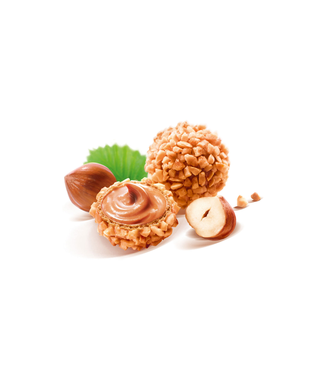 Giotto Pralinen mit Haselnussstückchen und cremiger Karamellfüllung