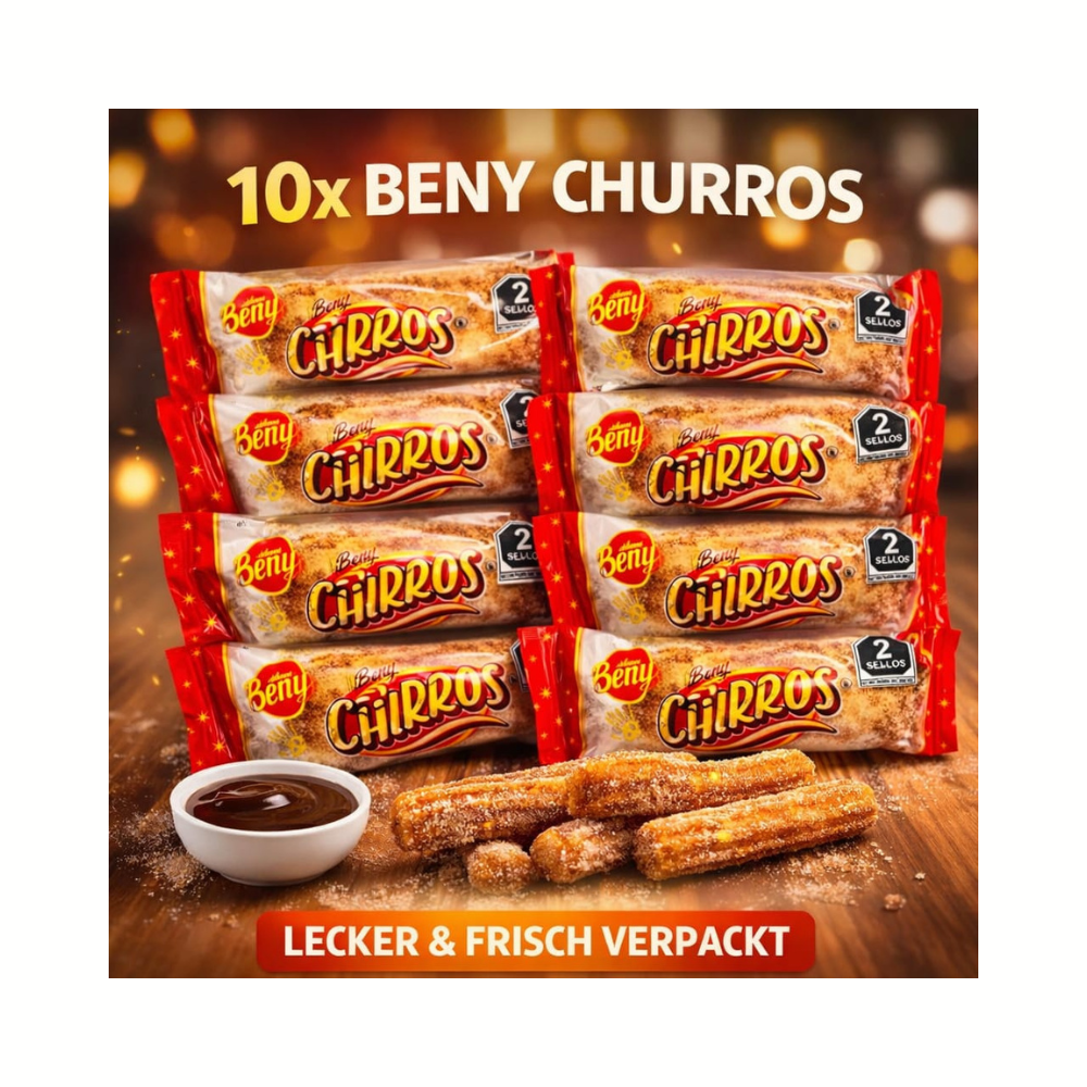 Beny Churros 10x Pack – Crispy Cinnamon Snack | Süß & Knusprig